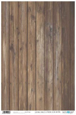 PFY-1026 - PAPEL CARTONAJE PANELES MADERA OSCURA NATURAL - pack 12 ud.