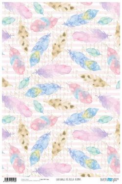 PFY-1146 - PAPEL CARTONAJE PIU BELLA PLUMAS - pack 12 ud.