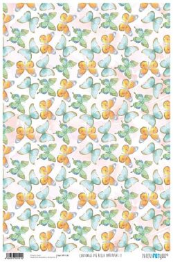 PFY-1151 - PAPEL CARTONAJE PIU BELLA MARIPOSAS - pack 12 ud.