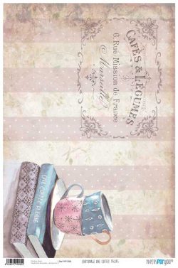 PFY-1205 - PAPEL CARTONAJE COFFEE TAZAS Y LIBROS - pack 12 ud.