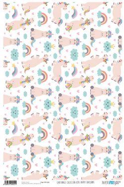 PFY-1251 - PAPEL CARTONAJE HAPPY UNICORNS - pack 12 ud.