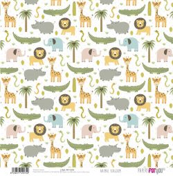 PFY-1274 - PAPEL SCRAP ANIMAL KINGDOM - pack 12 ud.