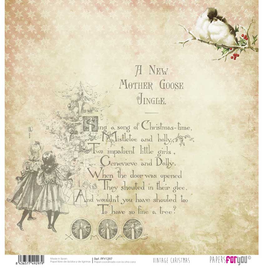 Viaje Guia Deflector PFY-1297 – PAPEL SCRAP VINTAGE CHRISTMAS – pack 12 ud. – PAPERS FOR YOU