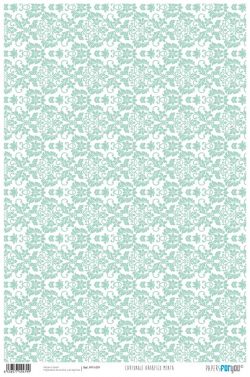 PFY-1479 - PAPEL CARTONAJE ARABESCO MENTA  - pack 12 ud.