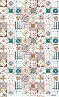 PFY-1803 - PAPEL DE ARROZ MOSAIC TILES CORAL - pack 6 ud.