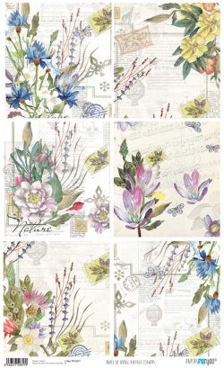 PFY-1817 - PAPEL DE ARROZ VINTAGE FLOWERS - pack 6 ud.