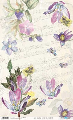 PFY-1818 - PAPEL DE ARROZ VINTAGE FLOWERS BEIGE - pack 6 ud.