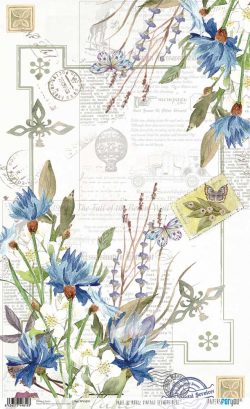PFY-1819 - PAPEL DE ARROZ VINTAGE FLOWERS BLUE - pack 6 ud.