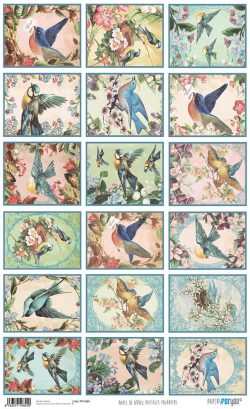 PFY-1849 - PAPEL DE ARROZ POSTALES PAJARITOS - pack 6 ud.