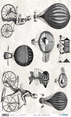 PFY-1878 - PAPEL DE ARROZ STEAMPUNK GLOBOS - pack 6 ud.