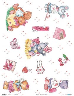PFY-1883 - PAPEL DE ARROZ LOVELY BEARS - pack 6 ud.