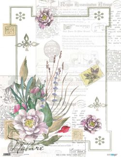 PFY-1895 - PAPEL DE ARROZ VINTAGE FLOWERS WHITE I - pack 6 ud.