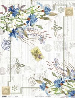 PFY-1898 - PAPEL DE ARROZ VINTAGE FLOWERS BLUE I - pack 6 ud.