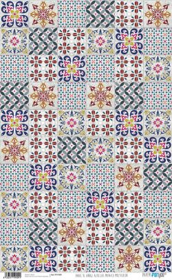 PFY-1909 - PAPEL DE ARROZ AZULEJOS MOSAICO MULTICOLOR - pack 6 ud.