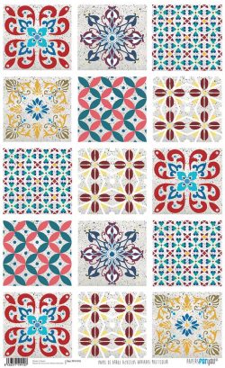 PFY-1910 - PAPEL DE ARROZ AZULEJOS VARIADOS MULTICOLOR - pack 6 ud.