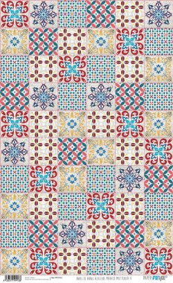 PFY-1913 - PAPEL DE ARROZ AZULEJOS MOSAICO MULTICOLOR II - pack 6 ud.