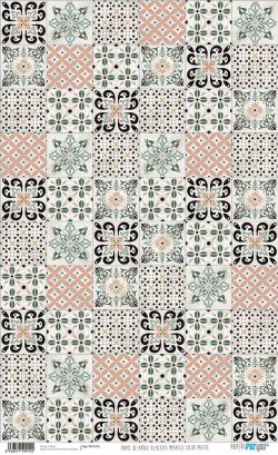 PFY-1915 - PAPEL DE ARROZ AZULEJOS MOSAICO COLOR PASTEL - pack 6 ud.