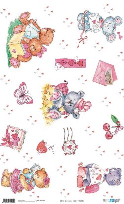 PFY-1954 - PAPEL DE ARROZ LOVELY  BEARS - pack 6 ud.