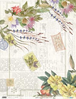 PFY-1955 - PAPEL DE ARROZ VINTAGE FLOWERS YELLOW I - pack 6 ud.