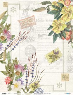 PFY-1956 - PAPEL DE ARROZ VINTAGE FLOWERS YELLOW II - pack 6 ud.