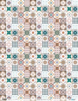 PFY-1961 - PAPEL DE ARROZ MOSAIC TILES CORAL - pack 6 ud.