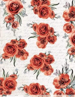 PFY-1967 - PAPEL DE ARROZ ROSES & WRITTINGS RED - pack 6 ud.