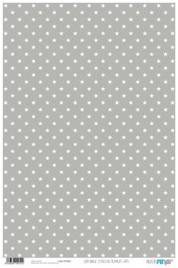 PFY-2251 - PAPEL CARTONAJE ESTRELLAS BLANCAS-GRIS - pack 12 ud.