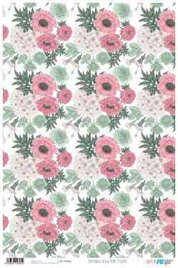 PFY-2305 - PAPEL CARTONAJE BLUSH PINK FLOWERS - pack 12 ud.