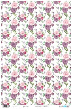PFY-2317 - PAPEL CARTONAJE LAVENDER ROSES - pack 12 ud.