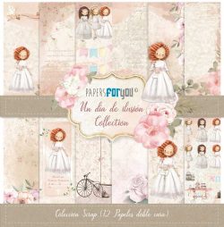 PFY-2343 - COLECCION SCRAP 12 PAPELES UN DIA DE ILUSION NIÑA PELIRROJA - pack 3 ud.