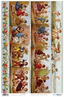 PFY-393 - PAPEL CARTONAJE ESCENAS JUEGOS CLASICOS - pack 12 ud.