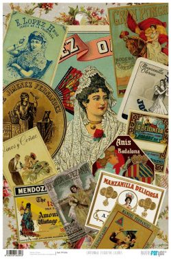 PFY-394 - PAPEL CARTONAJE ETIQUETAS LICORES - pack 12 ud.