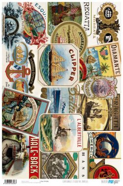 PFY-396 - PAPEL CARTONAJE ETIQUETAS BARCOS - pack 12 ud.