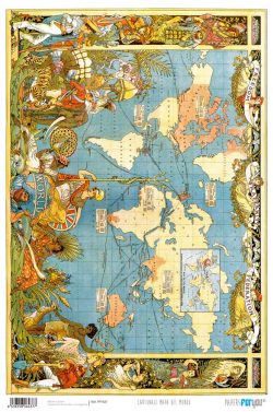 PFY-437 - PAPEL CARTONAJE MAPAS 3 - pack 12 ud.