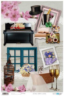 PFY-453 - PAPEL CARTONAJE ROMANTIC WEDDING - pack 12 ud.