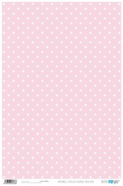 PFY-476 - PAPEL CARTONAJE ESTRELLAS BLANCAS-ROSA - pack 12 ud.