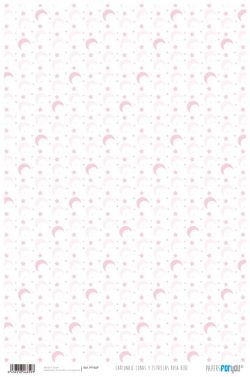PFY-659 - PAPEL CARTONAJE LUNAS Y ESTRELLAS ROSA - pack 12 ud.