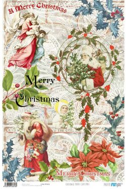 PFY-816 - PAPEL CARTONAJE MERRY CHRISTMAS - pack 12 ud.
