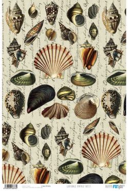 PFY-876 - PAPEL CARTONAJE VINTAGE SHELLS - pack 12 ud.