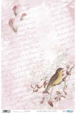 PFY-886 - PAPEL CARTONAJE ROMANTIC BIRD & FEATHERS - pack 12 ud.