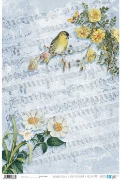 PFY-887 - PAPEL CARTONAJE ROMANTIC BLUE PENTAGRAM & YELLOW BIRD - pack 12 ud.