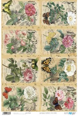 PFY-893 - PAPEL CARTONAJE ROMANTIC POSTCARD - pack 12 ud.