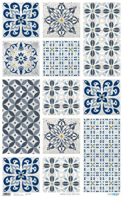 PFY-901 - PAPEL CARTONAJE AZULEJOS COMBIS AZULES - pack 6 ud.
