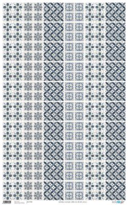 PFY-904 - PAPEL CARTONAJE AZULEJOS COMBIS DOS AZULES - pack 6 ud.