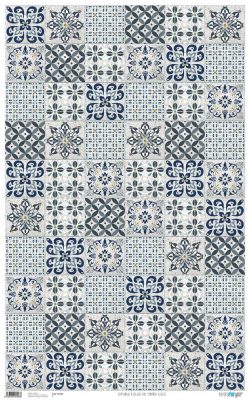 PFY-906 - PAPEL CARTONAJE AZULEJOS MOSAICO TONOS AZULES - pack 6 ud.