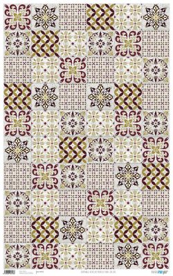 PFY-913 - PAPEL CARTONAJE AZULEJOS MOSAICO TONOS CALIDOS - pack 6 ud.