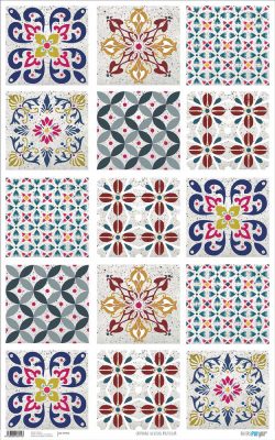 PFY-914 - PAPEL CARTONAJE AZULEJOS MULTICOLOR - pack 6 ud.