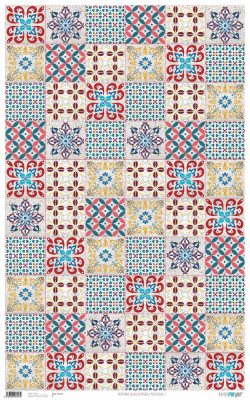 PFY-917 - PAPEL CARTONAJE AZULEJOS MULTICOLOR - pack 6 ud.