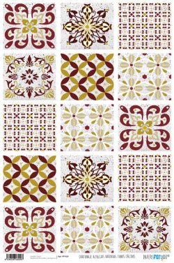 PFY-929 - PAPEL CARTONAJE PEQUEÑO AZULEJOS TONOS CALIDOS - pack 12 ud.