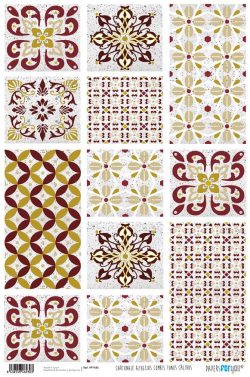 PFY-930 - PAPEL CARTONAJE AZULEJOS COMBIS CALIDOS - pack 12 ud.